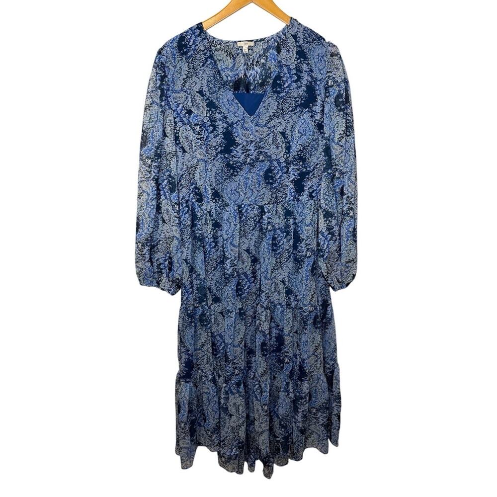 Joie Cottage Core Floral Paisley Tiered Midi Long Sleeve Summer Dress Medium